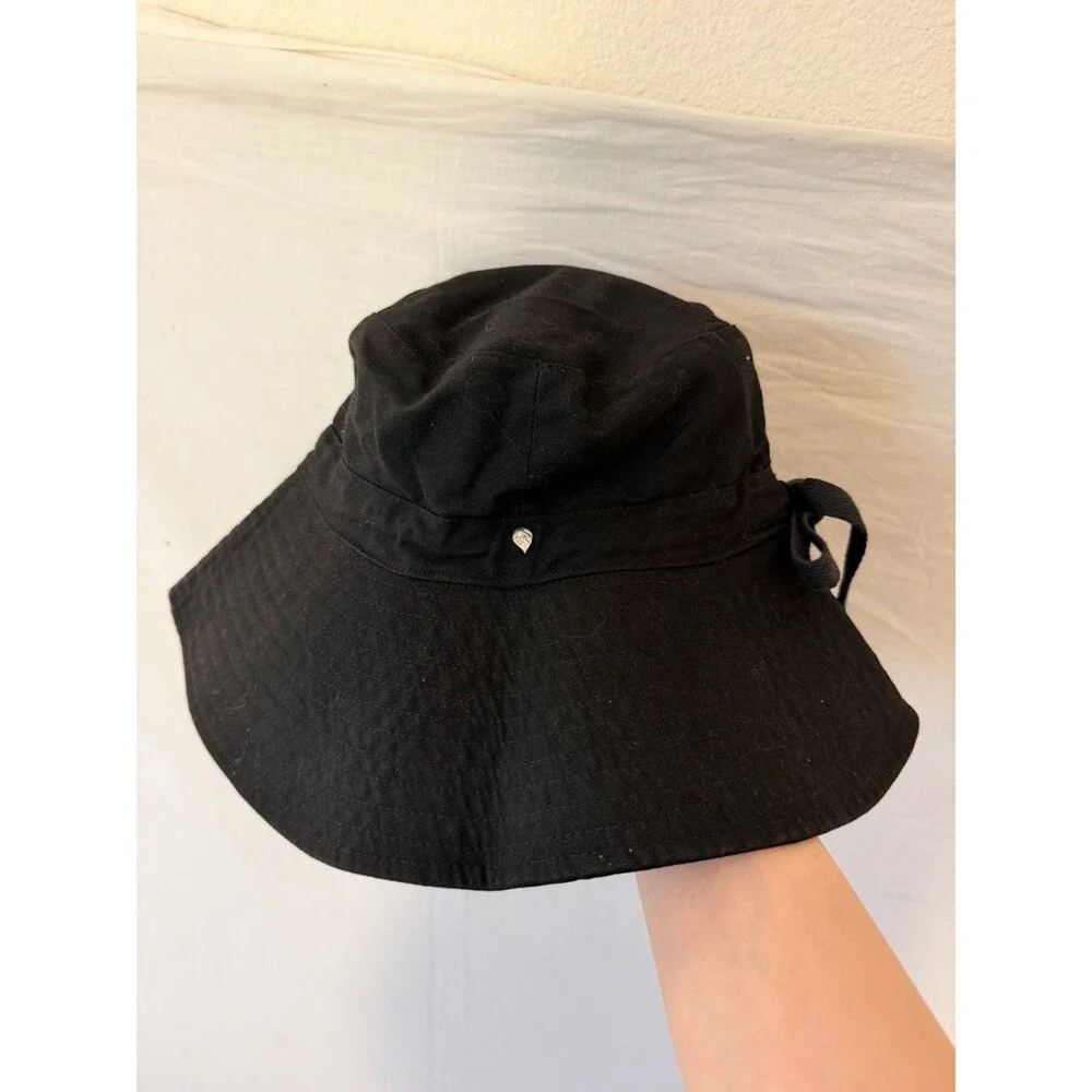 Helen Kaminski Black Wide Brim Bucket Hat Bow Detail Made in West Africa Resort - Picture 2 of 12